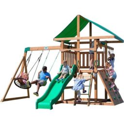 Grayson Peak Spielturm aus Holz xxl Spielhaus für Kinder mit Rutsche, Schaukel, Kletterwand &
