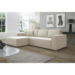 Ecksofa Schlafsofa Sofa conor Kunstleder Creme Ottomane Links