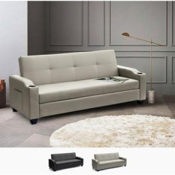 2-Sitzer-Kunstleder-Schlafsofa Ambra pronto letto Farbe: Beige