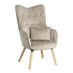 Fernsehsessel Relaxsessel Sessel mit Kissen Lese Stoff Polsterstuhl Wohnzimmer Beige/Grau Samt