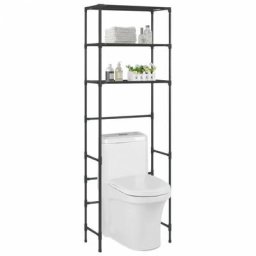 Vidaxl - Toilettenregal mit 3 Ablagen Schwarz 53x28x169 cm Schwarz