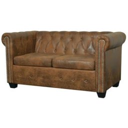 Vidaxl - Chesterfield-Sofa 2-Sitzer Kunstleder Braun Braun