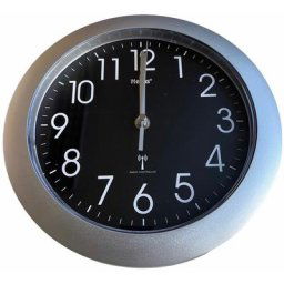 Funkwanduhr, Wanduhr, Funkuhr, ø 25cm, Kunststoff - Design Silber - Schwarz 12727 - Mebus