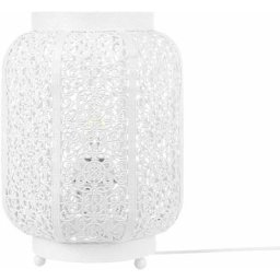 Beliani - Marokkanische Tischleuchte Tischlampe weiß Metall 27 cm Laternenform rund Somes - Weiß