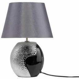 Beliani - Tischlampe im Glamour Stil Keramik/Kunstseide schwarz/silber Argun - Schwarz