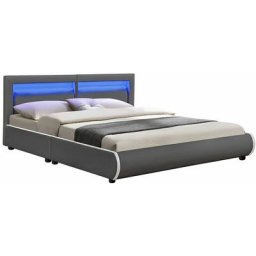Polsterbett Murcia – Bett mit led, Lattenrost, Kopfteil & Kunstleder – Bettgestell gepolstert,