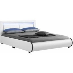 Juskys - Polsterbett Murcia – Bett mit led, Lattenrost, Kopfteil & Kunstleder – Bettgestell