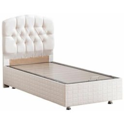 Ephesus Boxspringbett mit Kopfteil, 100x200 cm - Farbe:Creme