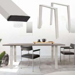 Tischbeine Loft 2er Set, 75x72 cm, Silber, aus Edelstahl, Profil 8x2 cm, Industriedesign, U-Form,