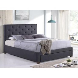Bett mit Stauraum & Kopfteil - 160 x 200 cm - Stoff - Grau - agostino - Anthrazitgrau