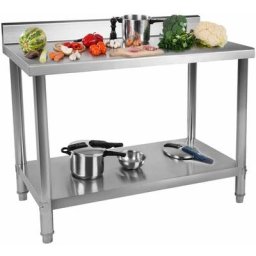Royal Catering - Arbeitstisch Neu Edelstahl Gastro Tisch Edelstahltisch Aufkantung Boden 1X0,6M