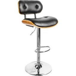 Retro Barhocker classico schwarz 115cm höhenverstellbar Walnuss Furnier Barstuhl Tresenstuhl schwarz