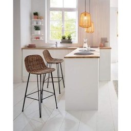 Barstuhl Modern Line aus Rattan, Sitzhöhe 67cm, Küchenstuhl, Tresenhocker