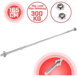 Langhantel - 165 cm, ø 30 mm verchromt, 9 kg, Sternverschlüsse, bis 300 kg belastbar