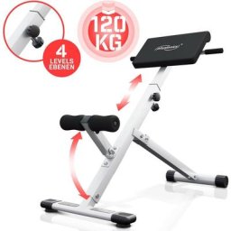Hyperextension Rückentrainer - klappbar, höhenverstellbar, 45°, mit gepolsterter Beinfixierung,