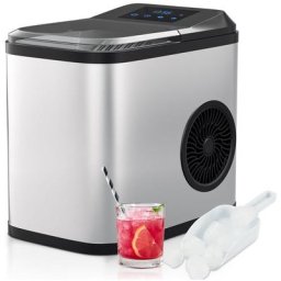 Eiswürfelbereiter Eiswürfelmaschine lcd 2,2L 2 Eiswürfelgrößen s/l Edelstahl - Grau