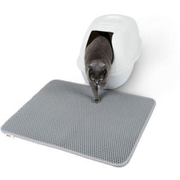 Lionto - doppellagige Katzenstreu-Matte, grau, 76 x 61 cm