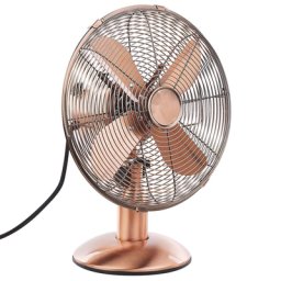 Tischventilator Kupfer Metall mit neigbarem Kopf mit 3 Geschwindigkeitsstufen Oszillation Arbeitszimmer Ausstattung Büro Accessories