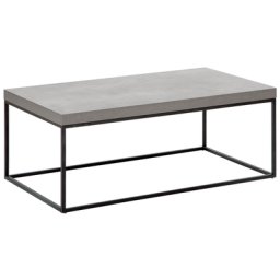 Couchtisch Grau Schwarz Betonoptik 60 x 100 cm MDF Tischplatte Metallgestell Rechteckig Industriell