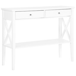 Konsolentisch Weiß 35 x 100 cm 2 Schubladen MDF Tischplatte Kleine Kommode Rechteckig Landhausstil