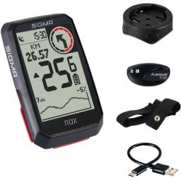 SIGMA SPORT ROX 4.0 Fahrradcomputer Set inkl. Vorbauhalterung + Pulsgurt schwarz 2023 GPS-Geräte