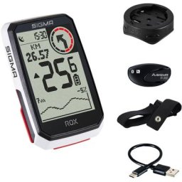 SIGMA SPORT ROX 4.0 Fahrradcomputer Set inkl. Vorbauhalterung + Pulsgurt weiß 2023 GPS-Geräte