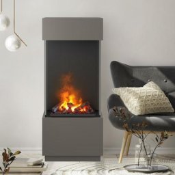 Noble Flame JAVA [dreiseitiger Elektrokamin Opti-myst mit Verglasung]: Quarzgrau - Mit Heizung