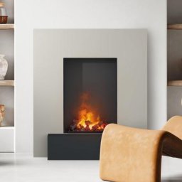 Noble Flame SANTO 950 FS [Opti-myst LED Elektrokamin]: Seidengrau - Schwarz, spiegelnd