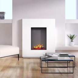 Noble Flame SANTO 950 BS [Opti-myst LED Elektrokamin]: Weiß (warm) - Schwarz, spiegelnd