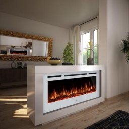 Noble Flame NEVADA [Design Raumteiler mit zweiseitigem Elektrofeuer]: Weiß