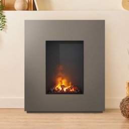 Noble Flame SANTO 950 BS [Opti-myst LED Elektrokamin]: Beigegrau - Schwarz, spiegelnd