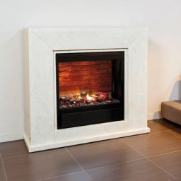 Xaralyn Nero Opti-myst Elektrokamin: Fossil Stone poliert, Cremeweiß - Albany - mit Steinoptik [Dimplex Albany]