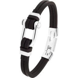 Herren Armband, Edelstahl/Leder