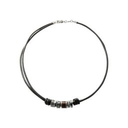 Herren Kette mit Anhängern ""JF84068040"", Leder/Edelstahl
