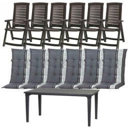 Allibert Garten-Essgruppe Aruba / Futura, (Set, 13-tlg), bestehend aus 6 Sesseln und 1 Tisch