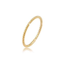 Elli Premium Fingerring Basic Twisted Gedreht Minimal Look 375 Gelbgold