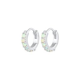 Elli Elli Ohrringe Creolen synthetischer Opal Klassik 925 Silber Damen
