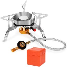 Campingkocher Campingausrüstung mit Piezozündung Faltbar Winddichter Camping Gaskocher Gasbrenner