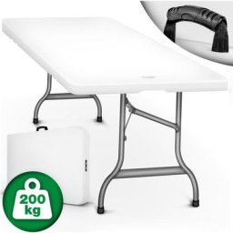 Tillvex - Gartentisch 180x75cm Weiß klappbar Kunststoff Buffettisch mit Tragegriff Klapptisch für