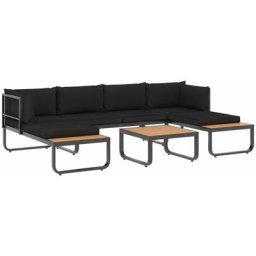 4-tlg. Garten-Ecksofa-Set mit Auflagen Aluminium und wpc Vidaxl Grau