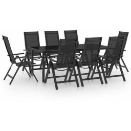 9-tlg. Gartenmöbel Set Sitzgruppe Garten mit Tisch und Stühlen - Aluminium Anthrazit BV330117