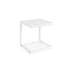 Couchtisch Konnor für Outdoor und Garten Sonnenliege 40 cm aus Aluminium -Weiss