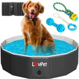 Faltbarer Hundepool Schwimmbecken für Große & Kleine Hunde, inkl. Hundespielzeug Faltbare Hunde