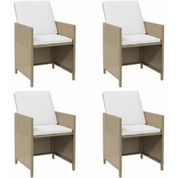 Gartenstühle mit Kissen 4 Stk. Poly Rattan Beige Vidaxl Beige