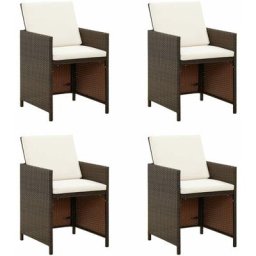 Gartenstühle mit Kissen 4 Stk. Poly Rattan Braun vidaXL - Braun