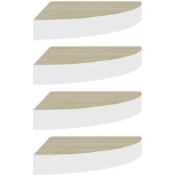 Eck-Wandregal 4 Stk. Eiche und Weiß 25x25x3,8 cm mdf Vidaxl Braun