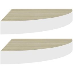 Eck-Wandregal 2 Stk. Eiche und Weiß 35x35x3,8 cm mdf Vidaxl Braun