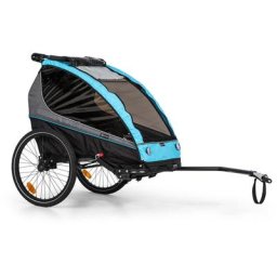 Kiddy King Fahrradanhänger für Kinder Jogger-Buggy 2-Sitzer 40 kg - Blau - Klarfit