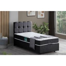 Paris Plus Boxspringbett-Set mit Orthopädischer Matratze, 90x190 cm, Anthrazit - Grau