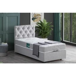 Peggy Plus Boxspringbett-Set, 90x200 cm, Hellgrau - Grau